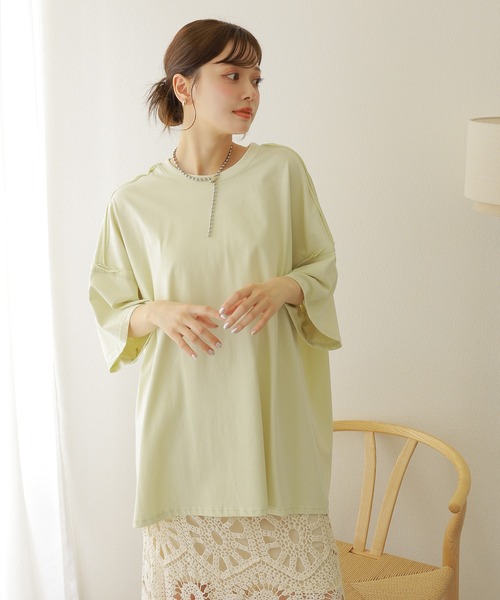 LAULEN（ローレン）の「cotton oversize tee /コットン オーバーサイズ  Tシャツ（Tシャツ/カットソー・レディース・グレー/ブラック/アイボリー・FREE）」の4枚目の写真