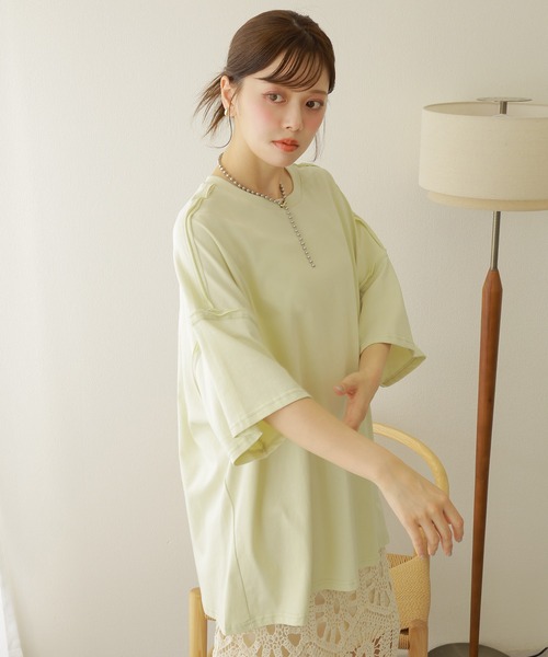 LAULEN（ローレン）の「cotton oversize tee /コットン オーバーサイズ  Tシャツ（Tシャツ/カットソー・レディース・グレー/ブラック/アイボリー・FREE）」の5枚目の写真