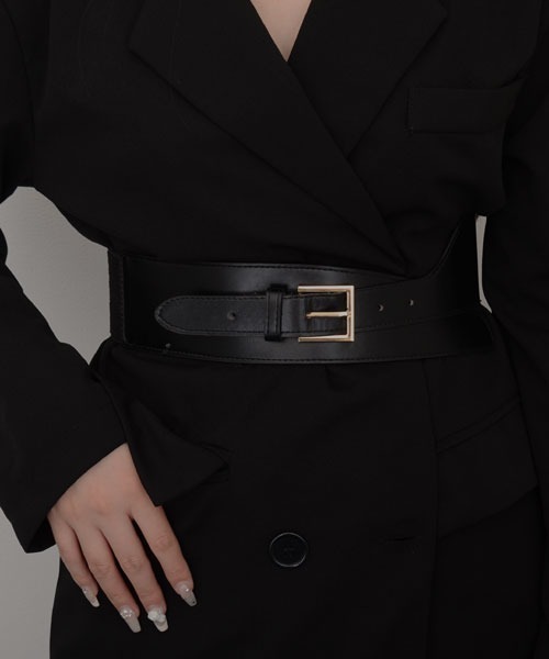 VIBGYOR Women（ヴィブジョー　ウィメン）の「【resonance】ブラック×ゴールド デザイン ゴムベルト/ベルト【マルチウェイ】（ベルト・レディース・ブラック系1/ブラック系2・FREE）」の3枚目の写真