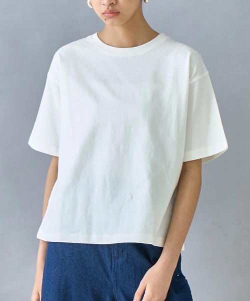 Settimissimo(セッティミッシモ)の「USAコットン シンプル クルーネック Tシャツ(Tシャツ/カットソー・レディース・オレンジ/ダークグレー/オフホワイト・FREE)」の2枚目の写真