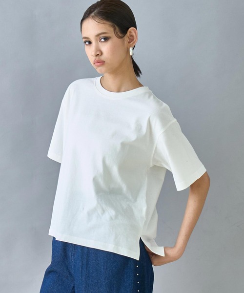 Settimissimo(セッティミッシモ)の「USAコットン シンプル クルーネック Tシャツ(Tシャツ/カットソー・レディース・オレンジ/ダークグレー/オフホワイト・FREE)」の17枚目の写真