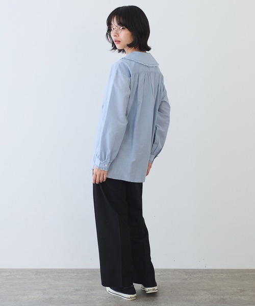 bulle de savon（ビュルデサボン）の「△コットン/シルク lace フリル衿ブラウス（シャツ/ブラウス・レディース・ホワイト/ブルーグレー/ブラック・FREE）」の17枚目の写真