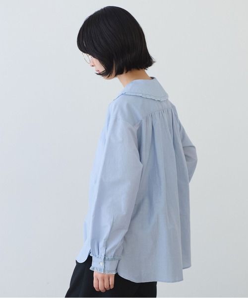 bulle de savon（ビュルデサボン）の「△コットン/シルク lace フリル衿ブラウス（シャツ/ブラウス・レディース・ホワイト/ブルーグレー/ブラック・FREE）」の14枚目の写真