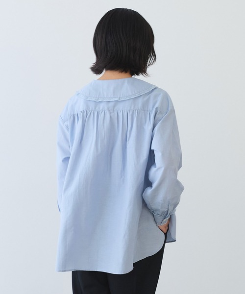 bulle de savon（ビュルデサボン）の「△コットン/シルク lace フリル衿ブラウス（シャツ/ブラウス・レディース・ホワイト/ブルーグレー/ブラック・FREE）」の15枚目の写真