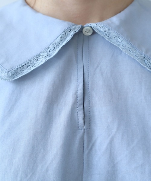 bulle de savon（ビュルデサボン）の「△コットン/シルク lace フリル衿ブラウス（シャツ/ブラウス・レディース・ホワイト/ブルーグレー/ブラック・FREE）」の7枚目の写真