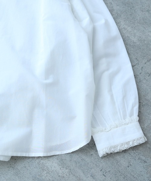 bulle de savon（ビュルデサボン）の「△コットン/シルク lace フリル衿ブラウス（シャツ/ブラウス・レディース・ホワイト/ブルーグレー/ブラック・FREE）」の22枚目の写真