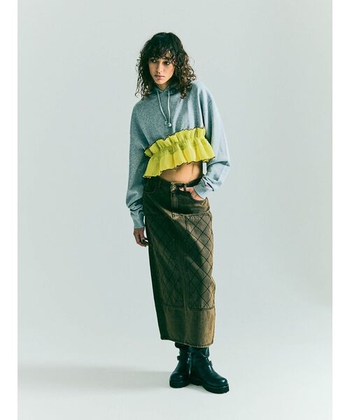 :ETHROF(イーサオブ)の「PLEATS FRILL SHORT PARKA(スウェット・レディース・ブラック/杢グレー/ブルー系その他・MEDIUM)」の18枚目の写真