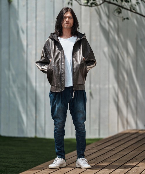 CAMBIO(カンビオ)の「mj10833- Vintage Like Synthetic Leather Volume Neck Short Length Blouson シンセティックレザーブルゾン(ブルゾン・メンズ・ブラック/ブラウン・S/M/L)」の7枚目の写真