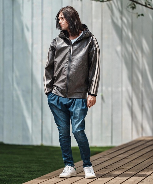 CAMBIO(カンビオ)の「mj10833- Vintage Like Synthetic Leather Volume Neck Short Length Blouson シンセティックレザーブルゾン(ブルゾン・メンズ・ブラック/ブラウン・S/M/L)」の8枚目の写真