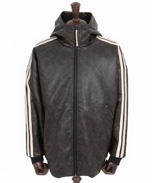 CAMBIO(カンビオ)の「mj10833- Vintage Like Synthetic Leather Volume Neck Short Length Blouson シンセティックレザーブルゾン(ブルゾン・メンズ・ブラック/ブラウン・S/M/L)」の16枚目の写真