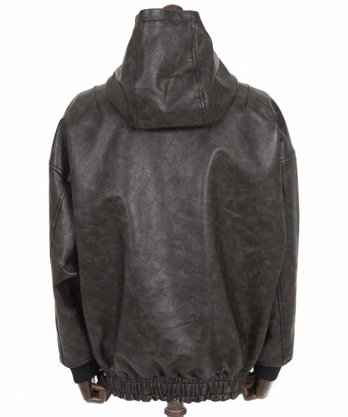 CAMBIO(カンビオ)の「mj10833- Vintage Like Synthetic Leather Volume Neck Short Length Blouson シンセティックレザーブルゾン(ブルゾン・メンズ・ブラック/ブラウン・S/M/L)」の17枚目の写真