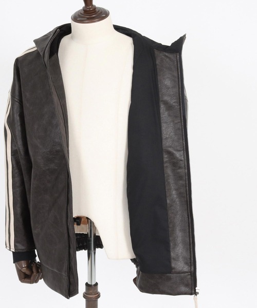CAMBIO(カンビオ)の「mj10833- Vintage Like Synthetic Leather Volume Neck Short Length Blouson シンセティックレザーブルゾン(ブルゾン・メンズ・ブラック/ブラウン・S/M/L)」の18枚目の写真