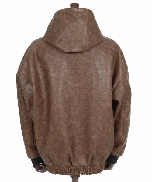 CAMBIO(カンビオ)の「mj10833- Vintage Like Synthetic Leather Volume Neck Short Length Blouson シンセティックレザーブルゾン(ブルゾン・メンズ・ブラック/ブラウン・S/M/L)」の21枚目の写真