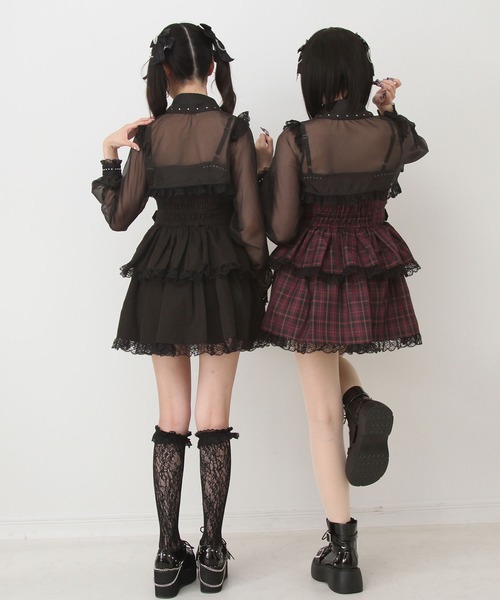 DearMyLove（ディアマイラブ）の「ｽﾀｯｽﾞｼﾞｯﾌﾟｼｱｰﾎﾞﾚﾛﾚｰｽﾌﾘﾙｷｬﾐﾜﾝﾋﾟｰｽ（ワンピース・レディース・ブラック/パープル/ストライプ/ボルドー・SMALL/MEDIUM/LARGE/LL/3L）」の22枚目の写真