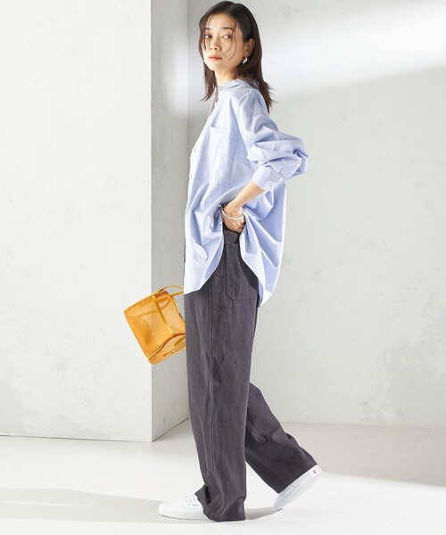 SHIPS（シップス）の「〈手洗い可能〉麻 コットン オールインワン（サロペット/オーバーオール・レディース・ダークグレー/ナチュラル・ONE SIZE）」の9枚目の写真