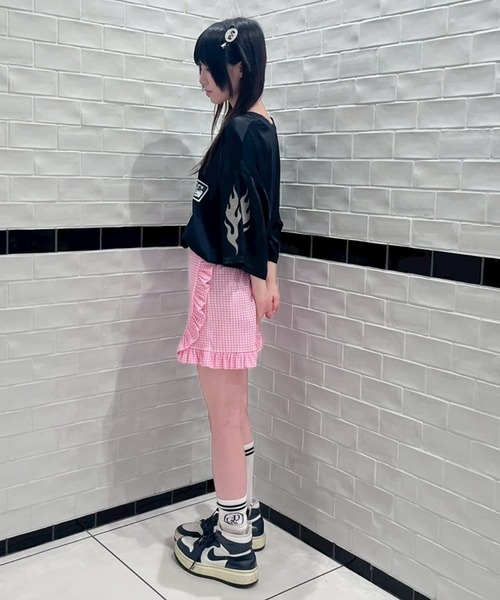 Candy Stripper(キャンディストリッパー)の「GINGHAM CHECK FRILL SKIRT パンツ(その他パンツ・レディース・ピンク/ブラック・FREE)」の9枚目の写真
