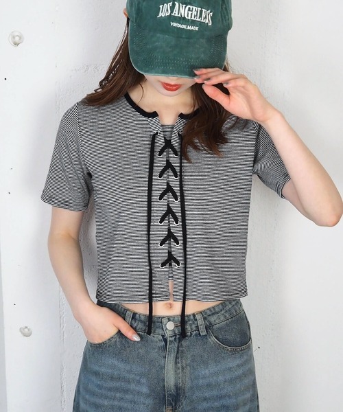 tiptop（ティップトップ）の「テレコレースアッププルオーバー（Tシャツ/カットソー・レディース・ブラック/オフホワイト/レッド/ホワイト系その他/イエロー・FREE）」の3枚目の写真