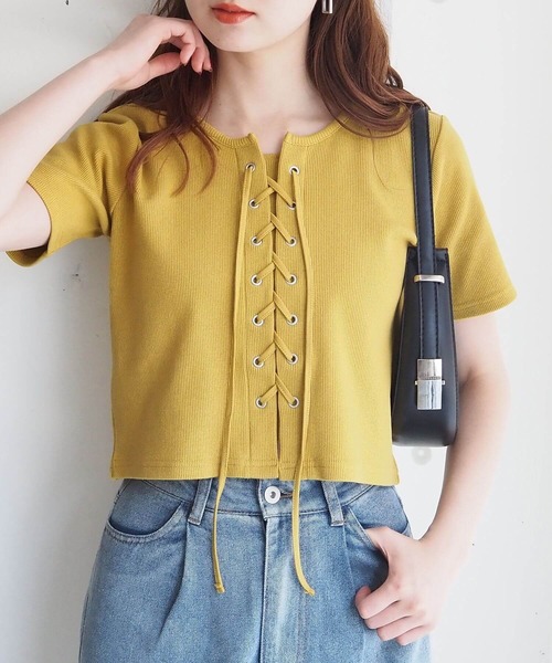 tiptop（ティップトップ）の「テレコレースアッププルオーバー（Tシャツ/カットソー・レディース・ブラック/オフホワイト/レッド/ホワイト系その他/イエロー・FREE）」の5枚目の写真
