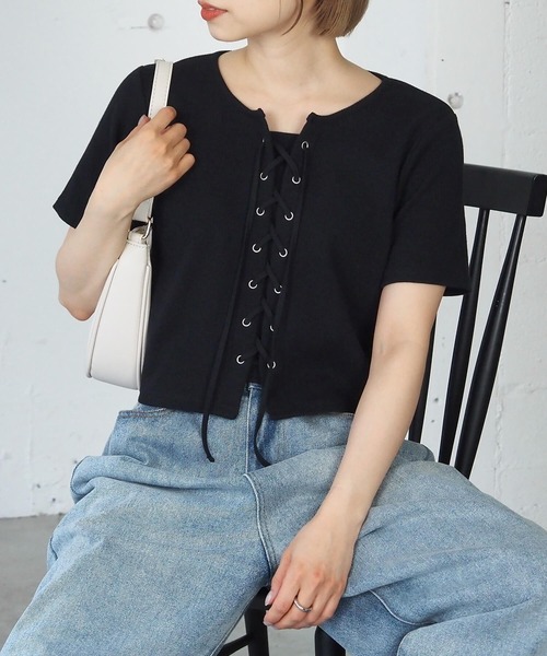 tiptop（ティップトップ）の「テレコレースアッププルオーバー（Tシャツ/カットソー・レディース・ブラック/オフホワイト/レッド/ホワイト系その他/イエロー・FREE）」の4枚目の写真