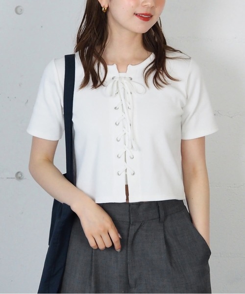 tiptop（ティップトップ）の「テレコレースアッププルオーバー（Tシャツ/カットソー・レディース・ブラック/オフホワイト/レッド/ホワイト系その他/イエロー・FREE）」の13枚目の写真
