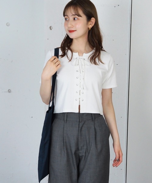 tiptop（ティップトップ）の「テレコレースアッププルオーバー（Tシャツ/カットソー・レディース・ブラック/オフホワイト/レッド/ホワイト系その他/イエロー・FREE）」の12枚目の写真