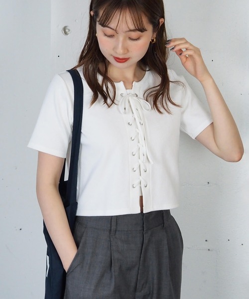 tiptop（ティップトップ）の「テレコレースアッププルオーバー（Tシャツ/カットソー・レディース・ブラック/オフホワイト/レッド/ホワイト系その他/イエロー・FREE）」の11枚目の写真
