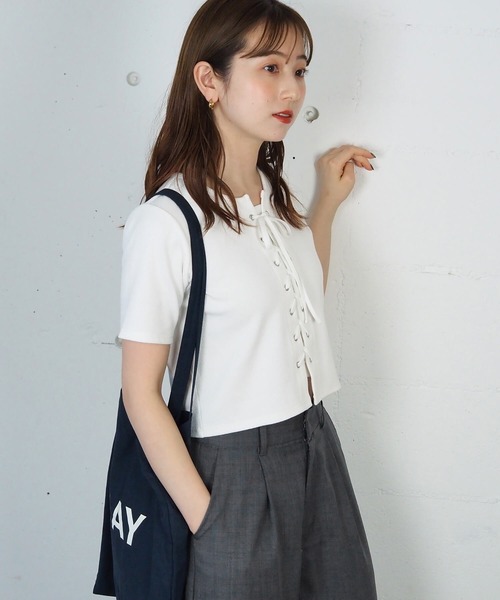 tiptop（ティップトップ）の「テレコレースアッププルオーバー（Tシャツ/カットソー・レディース・ブラック/オフホワイト/レッド/ホワイト系その他/イエロー・FREE）」の8枚目の写真