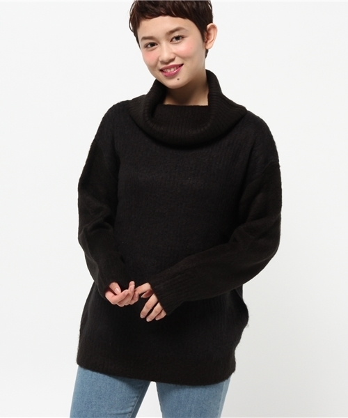 one after another NICE CLAUP（ワンアフターアナザーナイスクラップ）の「【ナイスクラップ】片畦タートルネックニット（ニット/セーター・レディース・サックスブルー/ブラック系その他/アイボリー・FREE）」の3枚目の写真