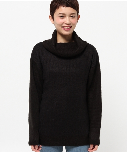 one after another NICE CLAUP（ワンアフターアナザーナイスクラップ）の「【ナイスクラップ】片畦タートルネックニット（ニット/セーター・レディース・サックスブルー/ブラック系その他/アイボリー・FREE）」の7枚目の写真