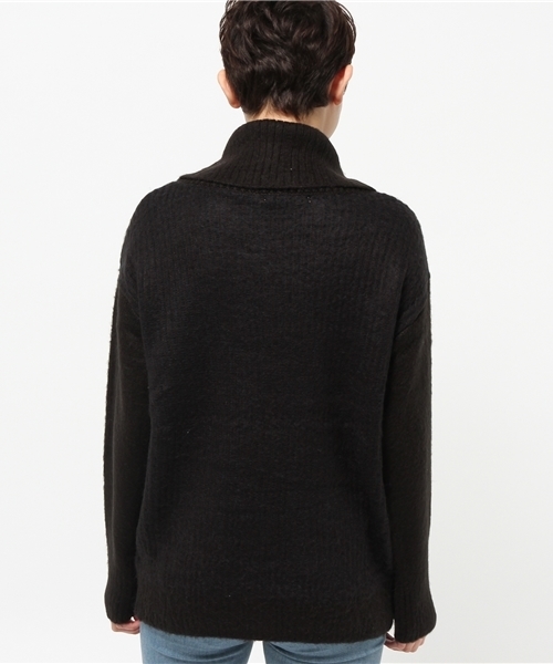 one after another NICE CLAUP（ワンアフターアナザーナイスクラップ）の「【ナイスクラップ】片畦タートルネックニット（ニット/セーター・レディース・サックスブルー/ブラック系その他/アイボリー・FREE）」の9枚目の写真