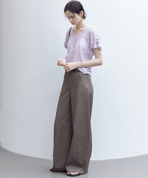 tageechita(タジチタ)の「【tageechita】シアーギャザースリーブTシャツ(Tシャツ/カットソー・レディース・アイボリー/ライラック・S/M/L)」の16枚目の写真