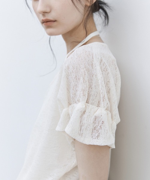 tageechita(タジチタ)の「【tageechita】シアーギャザースリーブTシャツ(Tシャツ/カットソー・レディース・アイボリー/ライラック・S/M/L)」の18枚目の写真
