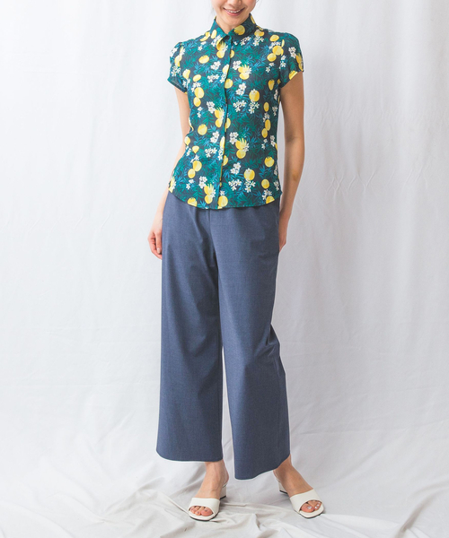 ブラウス シャツ 「NARACAMICIE」フルーツ柄シフォン半袖シャツ レディース NARACAMICIE】フルーツ柄シフォン半袖シャツ（シャツ/ブラウス