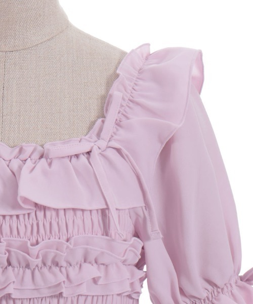 axes femme POETIQUE（アクシーズファムポエティック）の「ギャザーフリルワンピース（ワンピース・レディース・ホワイト/キナリ/ピンク・MEDIUM）」の22枚目の写真