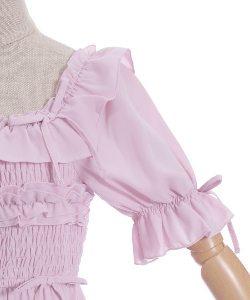 axes femme POETIQUE（アクシーズファムポエティック）の「ギャザーフリルワンピース（ワンピース・レディース・ホワイト/キナリ/ピンク・MEDIUM）」の19枚目の写真