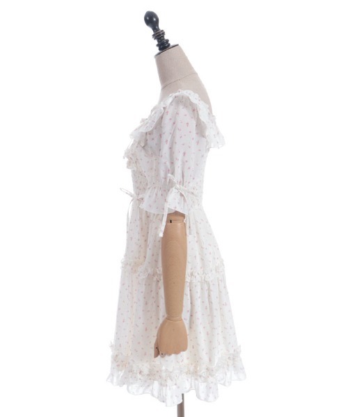 axes femme POETIQUE（アクシーズファムポエティック）の「ギャザーフリルワンピース（ワンピース・レディース・ホワイト/キナリ/ピンク・MEDIUM）」の8枚目の写真