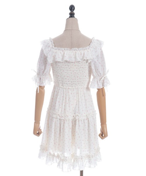 axes femme POETIQUE（アクシーズファムポエティック）の「ギャザーフリルワンピース（ワンピース・レディース・ホワイト/キナリ/ピンク・MEDIUM）」の7枚目の写真