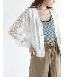 FIKA.（フィーカ）の「Lace docking sheer cardigan（カーディガン/ボレロ）」