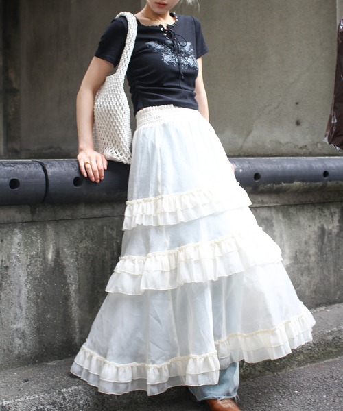 SpRay（スプレイ）の「テレコイーグルスタッズTシャツ（Tシャツ/カットソー・レディース・アイボリー/ブラック/ライトベージュ/カーキ/ホワイト/ブラウン・FREE/LARGE）」の17枚目の写真