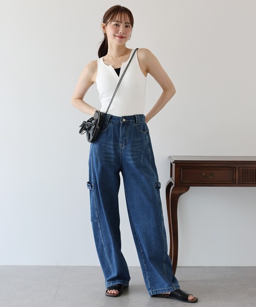 BLUEEAST（ブルーイースト）の「カップ付きレイヤード風タンクトップ（タンクトップ・レディース・ブラック/ホワイト/グレー・MEDIUM）」の8枚目の写真