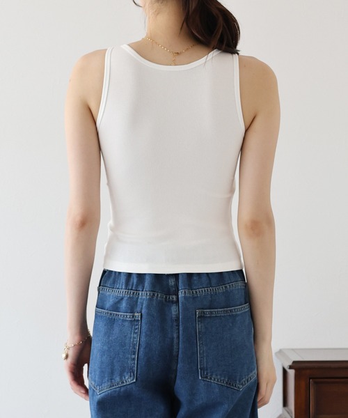 ebure タンクトップ ブルー　美品 ebure(エブール)｜シルクテープハンドニット タンクトップ