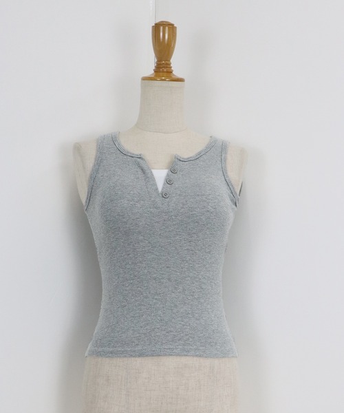 BLUEEAST（ブルーイースト）の「カップ付きレイヤード風タンクトップ（タンクトップ・レディース・ブラック/ホワイト/グレー・MEDIUM）」の18枚目の写真