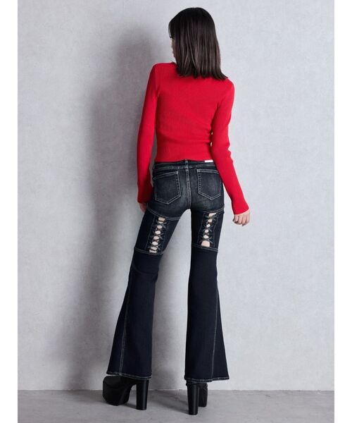 GYDA（ジェイダ）の「OPEN HEART ニットトップス（ニット/セーター・レディース・レッド/オフホワイト/ブラック・FREE）」の4枚目の写真