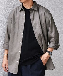 SHIPS any: コットン/リネン 7分袖 レギュラー シャツ◇