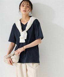 綿100%汗染みしにくいVネック5分袖Tシャツ<大きいサイズ有>