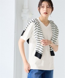 綿100%汗染みしにくいVネック5分袖Tシャツ<大きいサイズ有>