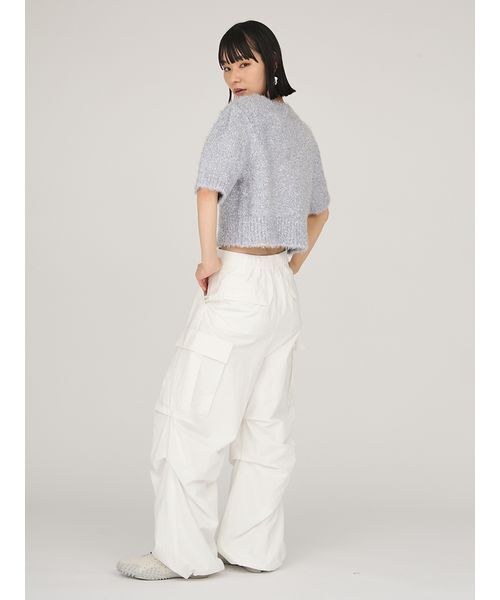 emmi（エミ）の「ラメフェザーハーフスリーブニットトップス（ニット/セーター・レディース・ライトブルー/シルバー・F）」の3枚目の写真