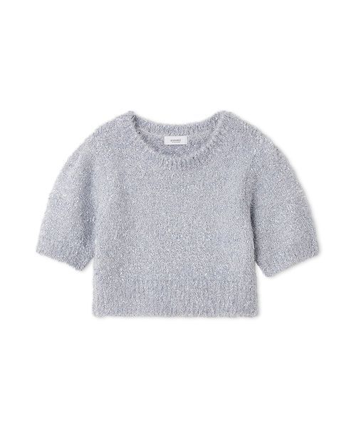 emmi（エミ）の「ラメフェザーハーフスリーブニットトップス（ニット/セーター・レディース・ライトブルー/シルバー・F）」の5枚目の写真
