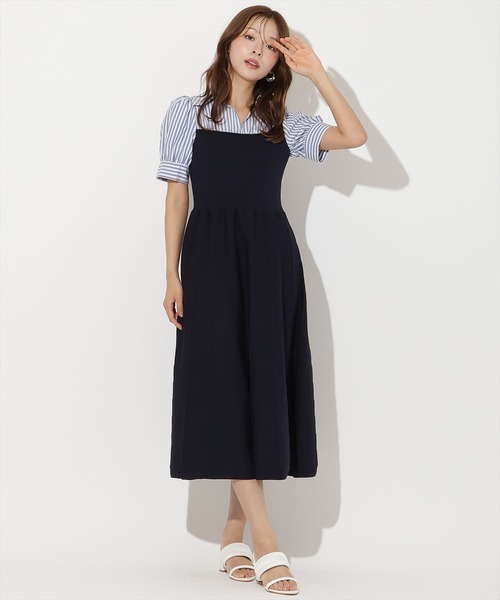 AND COUTURE(アンドクチュール)の「シャツドッキング配色ワンピース(ワンピース・レディース・ブラック/ネイビー・FREE)」の9枚目の写真