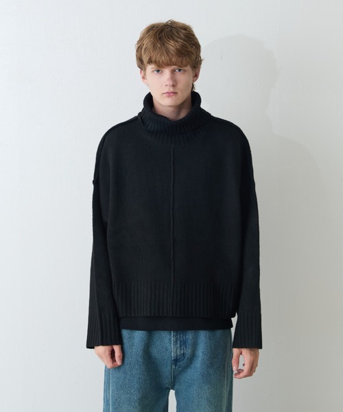 Lui's（ルイス）の「【Neucon/ニューコン】クロップドショートオーバーサイズタートルネックニット（ニット/セーター・メンズ・グレー/サックスブルー/ブラック・2/1）」の22枚目の写真
